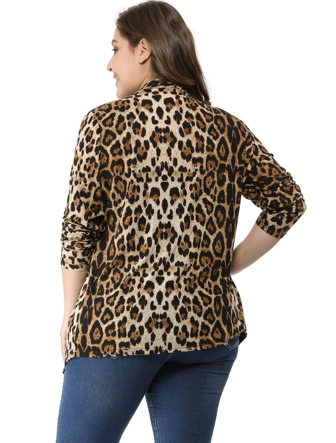 Women's Plus Size Cardigans Open Front Asymmetric Hem Printed Lightweight Jacket Fall Knit Cardigan