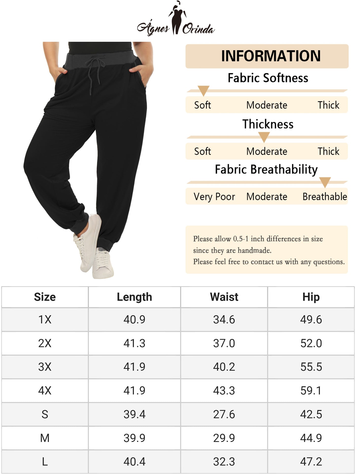 Women Plus Size Drawstring Waist Contrast Color Jogger Pants
