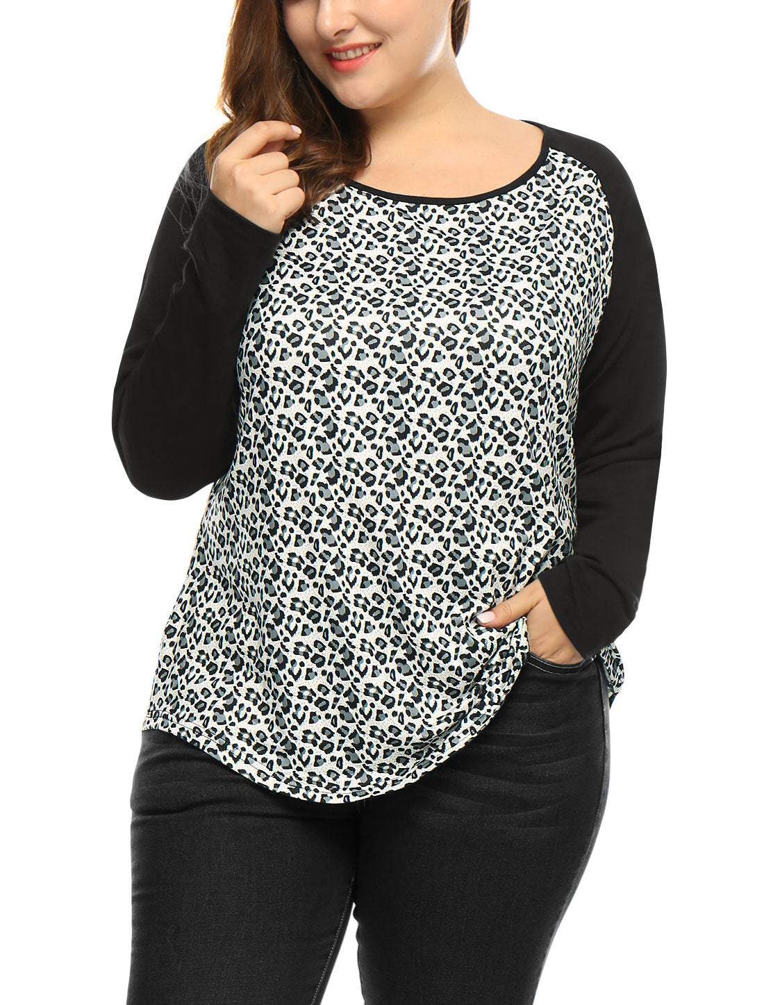 Women's Plus Size Raglan Tee Long Sleeve Tunic T-Shirt Casual Loose Top