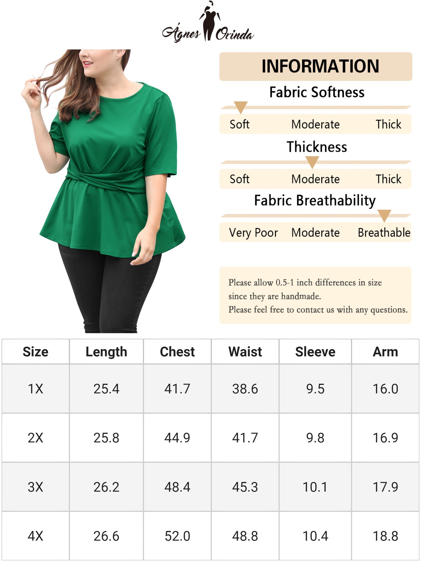 Women's Plus Size Short Sleeves Twisted Knot Front Peplum Top