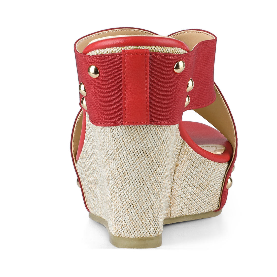 Women Open Toe Linen Platform Slide Wedge Sandals