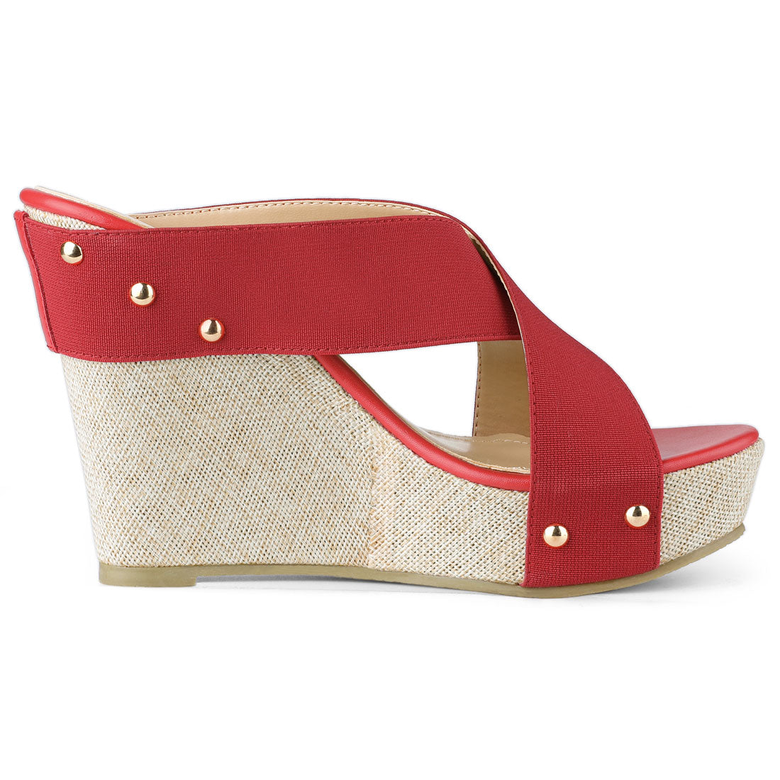 Women Open Toe Linen Platform Slide Wedge Sandals