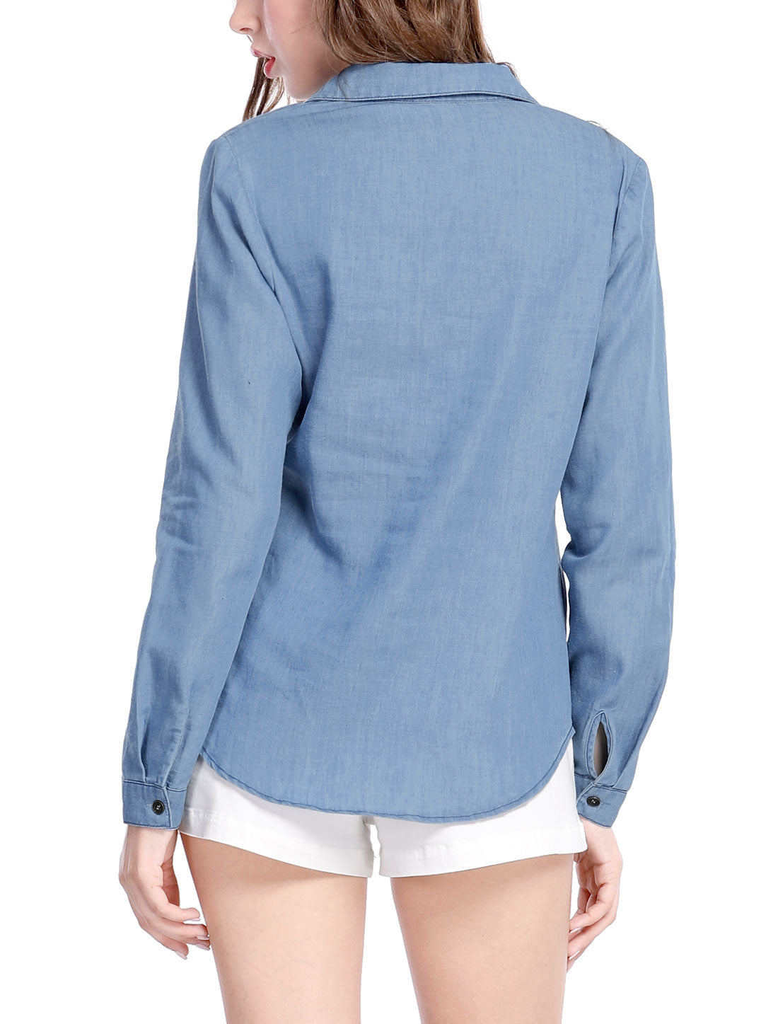 Women's Half Placket Long Sleeves Pocket Shirt