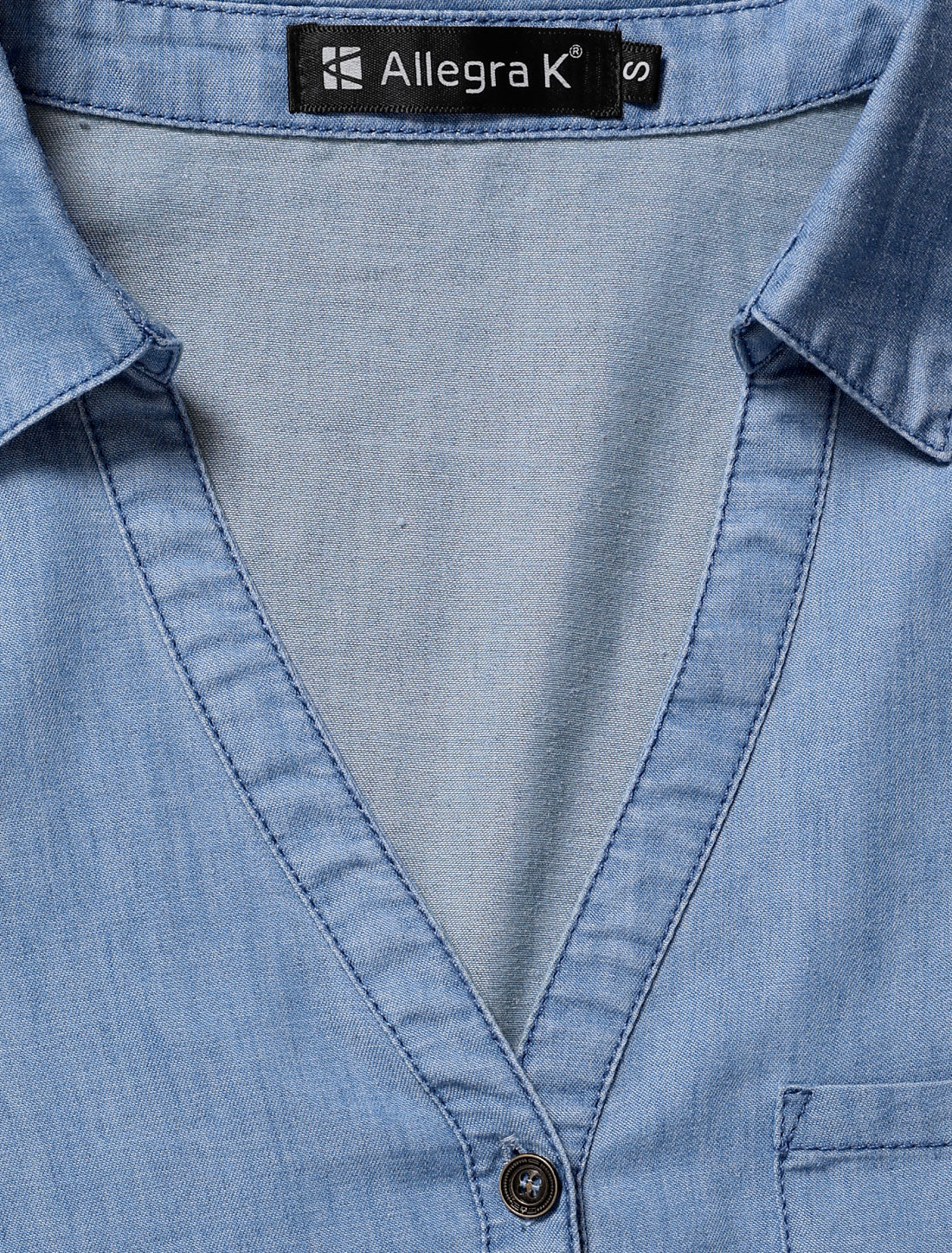 Camisa de manga larga con bolsillo y media tapeta para mujer