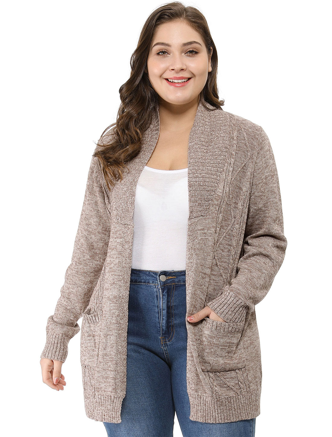 Women's Plus Size Classic Cardigan Sweaters Long Sleeve with Pockets Lightweight Cardigans