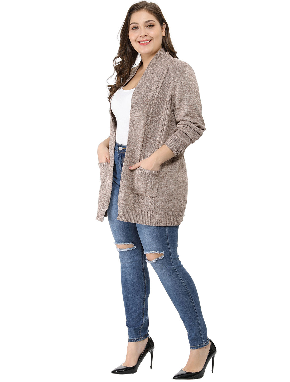 Women's Plus Size Classic Cardigan Sweaters Long Sleeve with Pockets Lightweight Cardigans