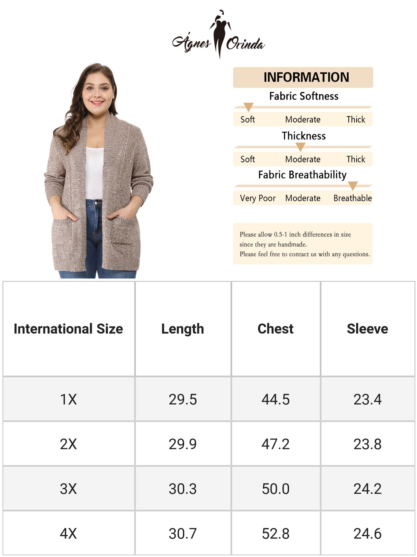 Women's Plus Size Classic Cardigan Sweaters Long Sleeve with Pockets Lightweight Cardigans