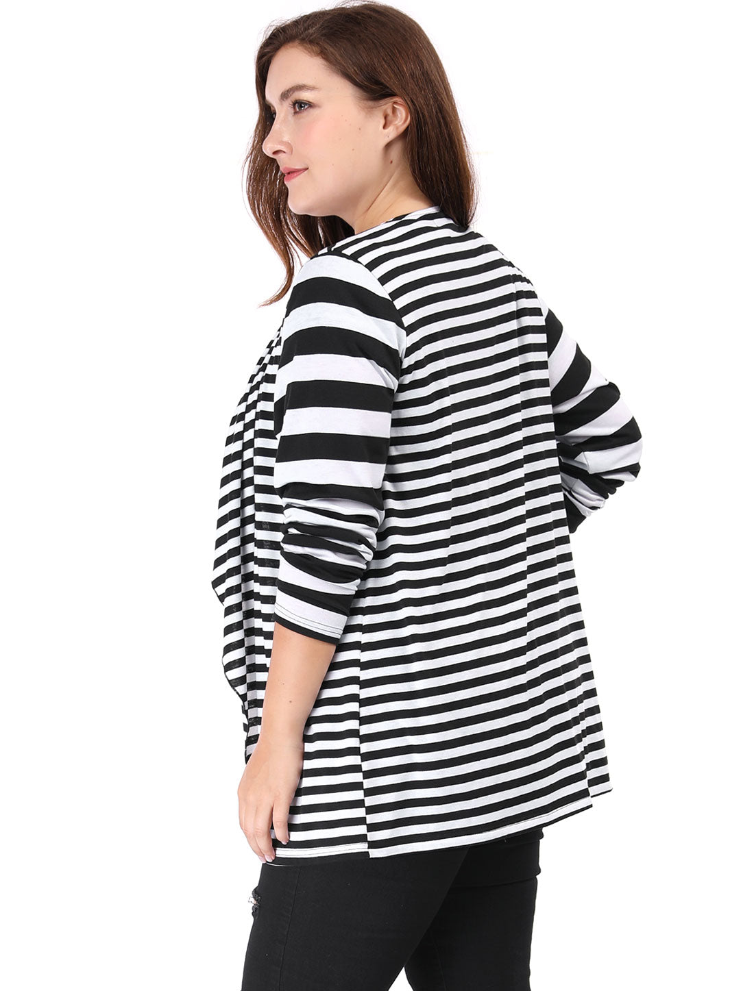 Women Plus Size Cardigan Casual Striped Work Open Front Cardigan