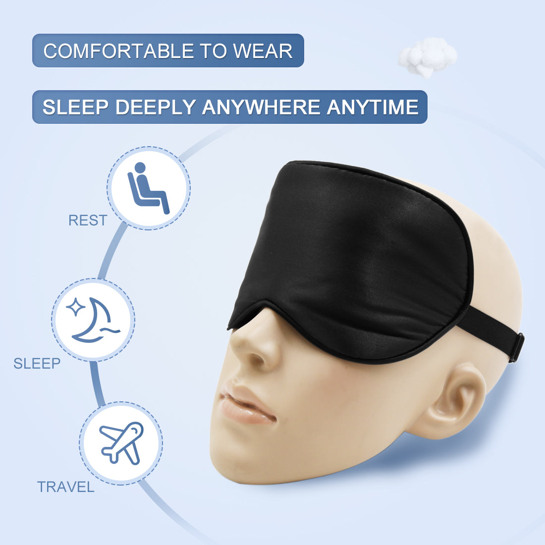 Soft Silk Travel Relax Eyes Pad Sleep Eye Mask Blindfold Black