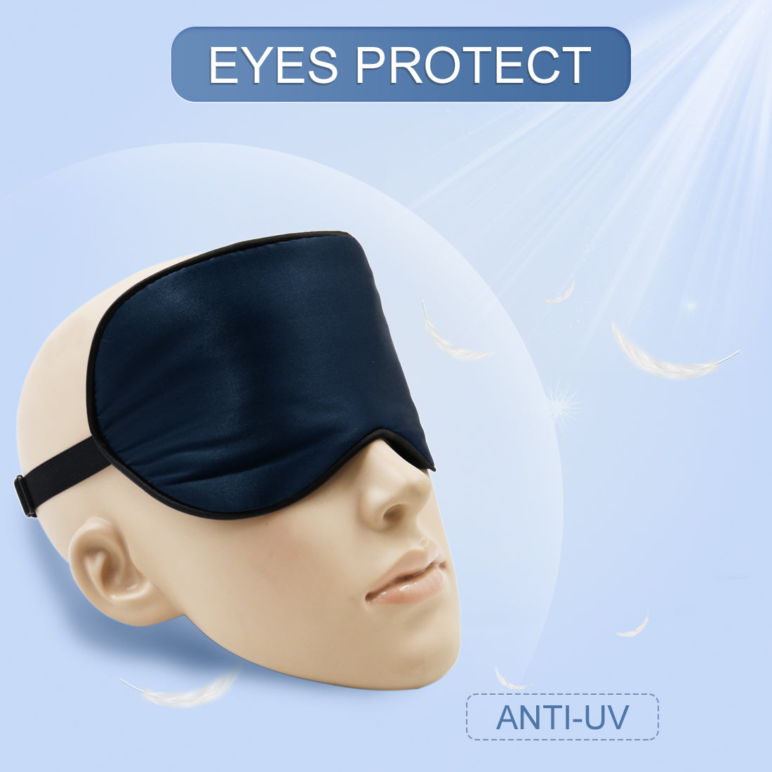Soft Silk Travel Relax Eyes Pad Sleep Eye Mask Blindfold Dark Blue