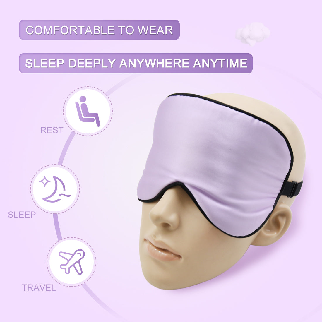 Soft Silk Travel Relax Eyes Pad Sleep Eye Mask Blindfold Purple