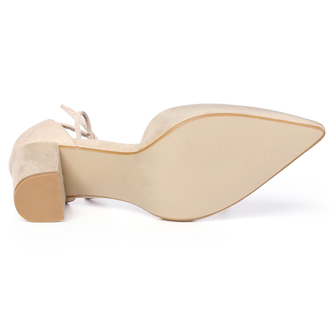 Women Ankle Tie Chunky Heel Pointed Toe Dress Pumps