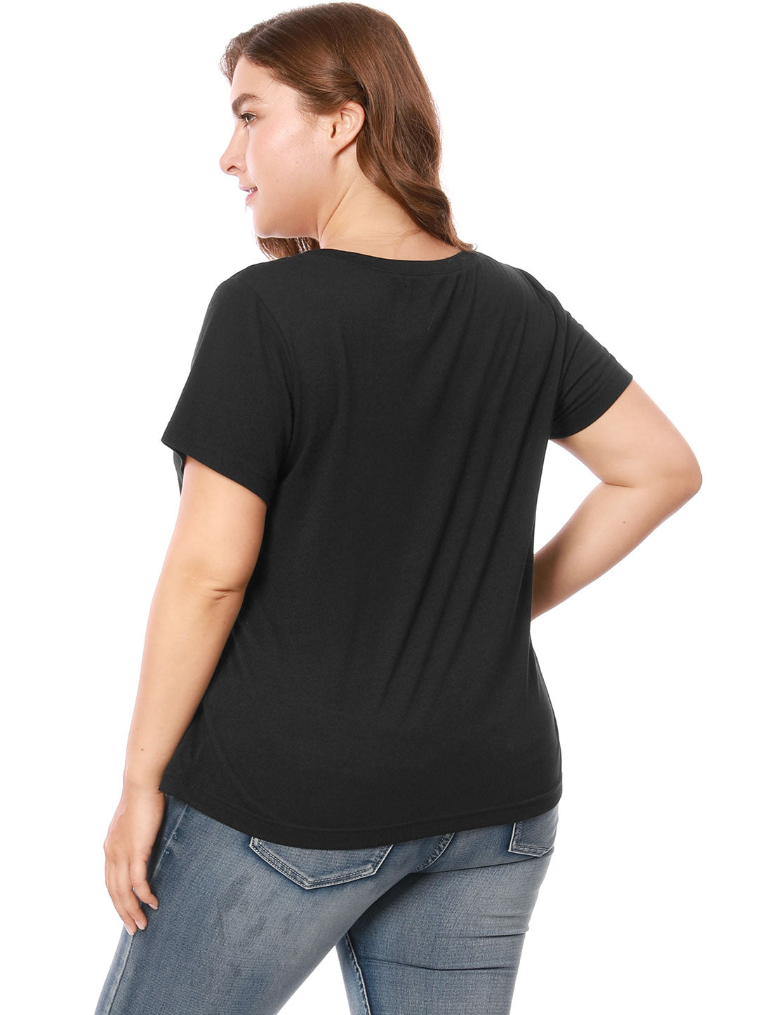 Women's Plus Size Top Casual Tshirt Short Sleeve Hollow Mesh Lace Top