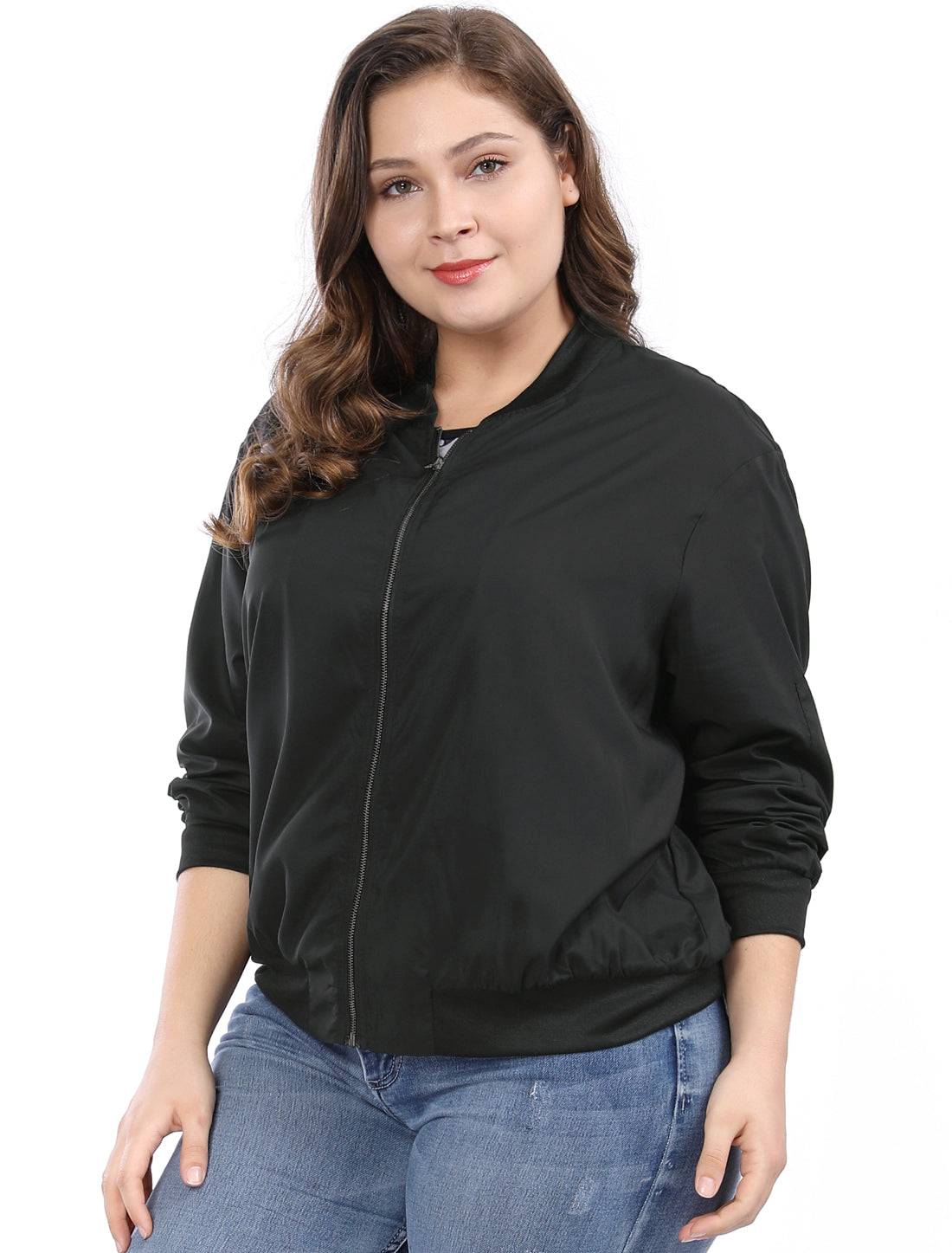 Women's Plus Size Bomber Jackets Lightweight with Pockets Zip Up Quilted Casual Outwear