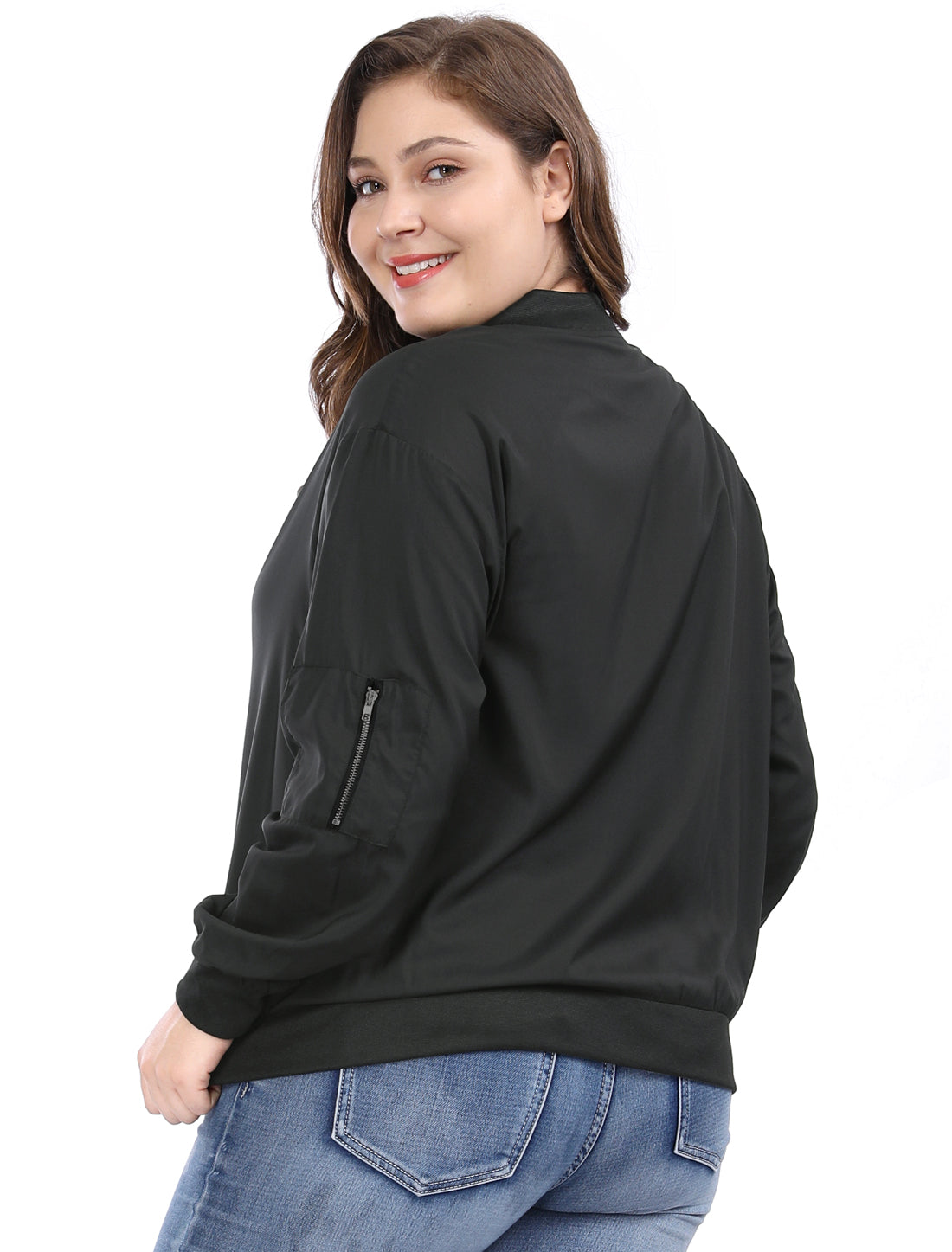 Women's Plus Size Bomber Jackets Lightweight with Pockets Zip Up Quilted Casual Outwear