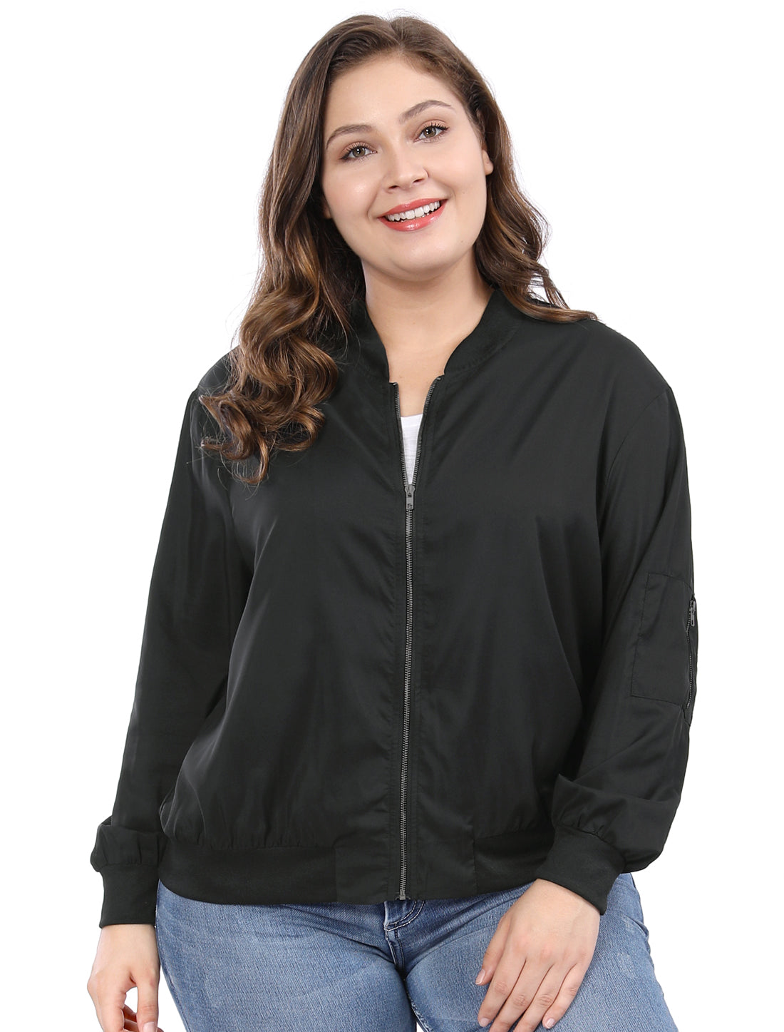 Women's Plus Size Bomber Jackets Lightweight with Pockets Zip Up Quilted Casual Outwear