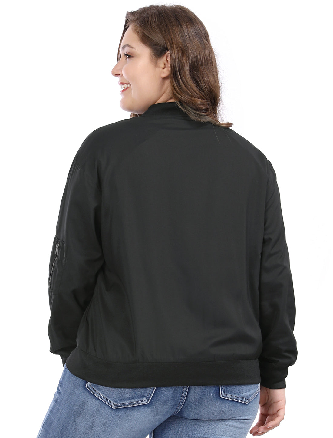Women's Plus Size Bomber Jackets Lightweight with Pockets Zip Up Quilted Casual Outwear