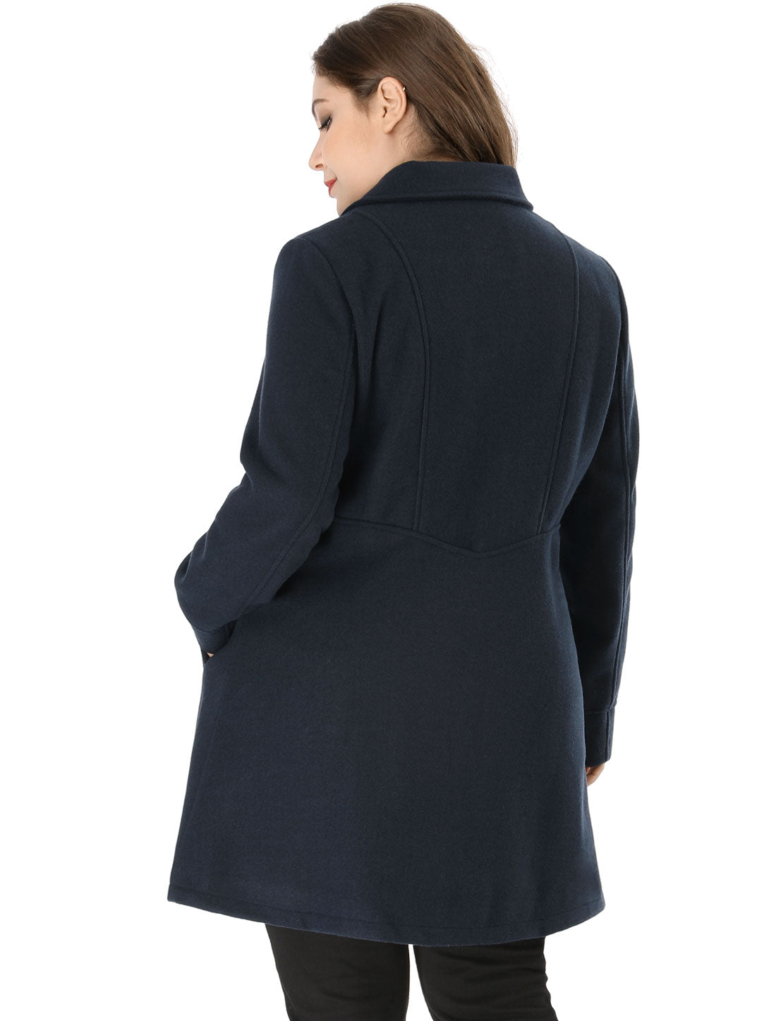 Women's Plus Size Coat A-Line Peter Pan Collar Double Breasted Fall Winter Peacoat