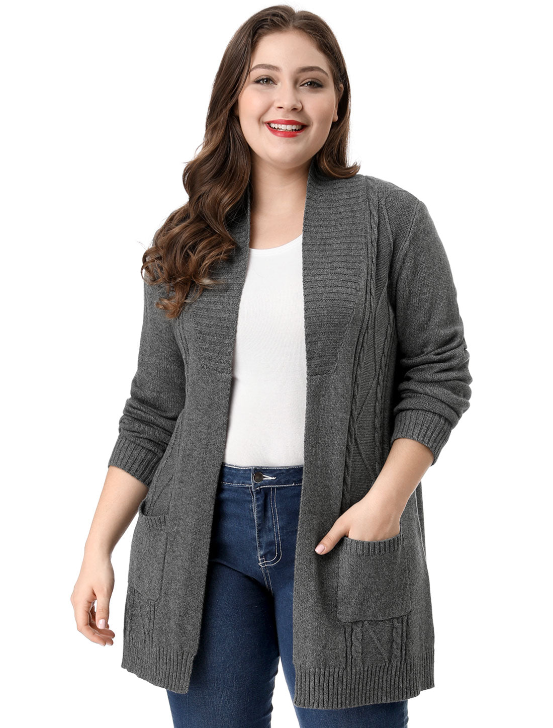 Women's Plus Size Classic Cardigan Sweaters Long Sleeve with Pockets Lightweight Cardigans