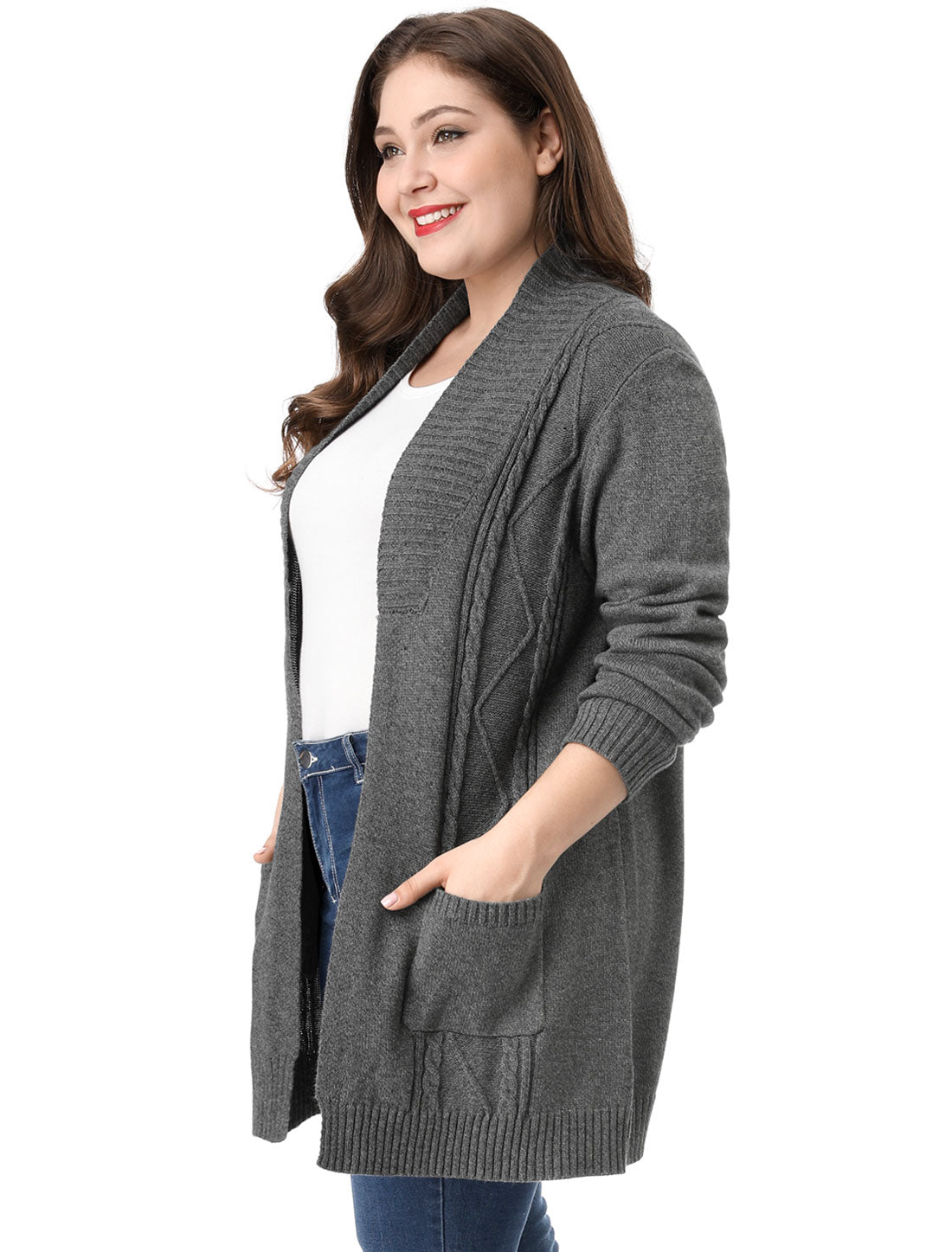 Women's Plus Size Classic Cardigan Sweaters Long Sleeve with Pockets Lightweight Cardigans
