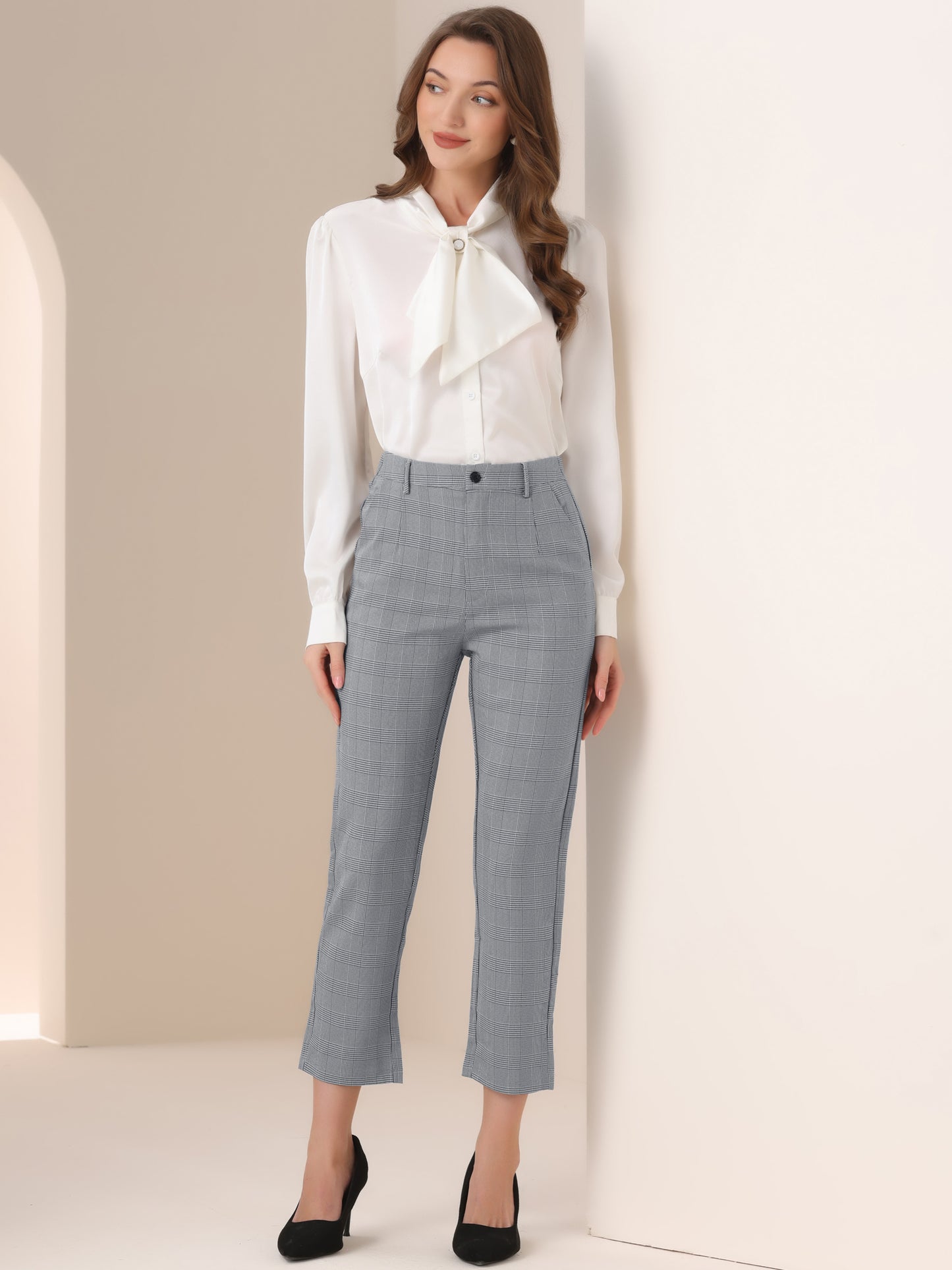 Pantalones de trabajo de cintura alta para mujer (disponibles en tallas grandes)