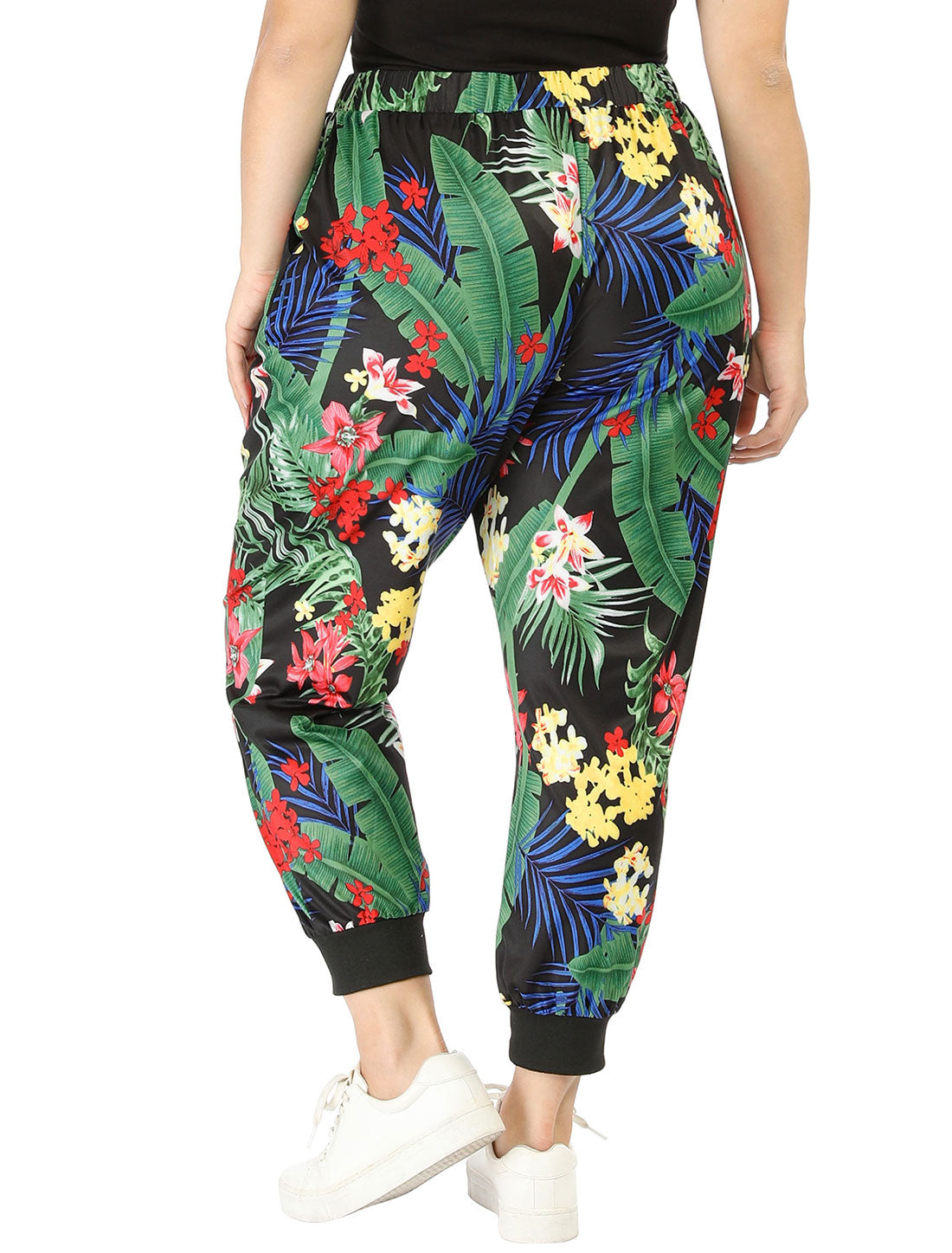 Women's Plus Size Sweatpants Elastic Pockets Jogger Tropical Floral Harem Pants