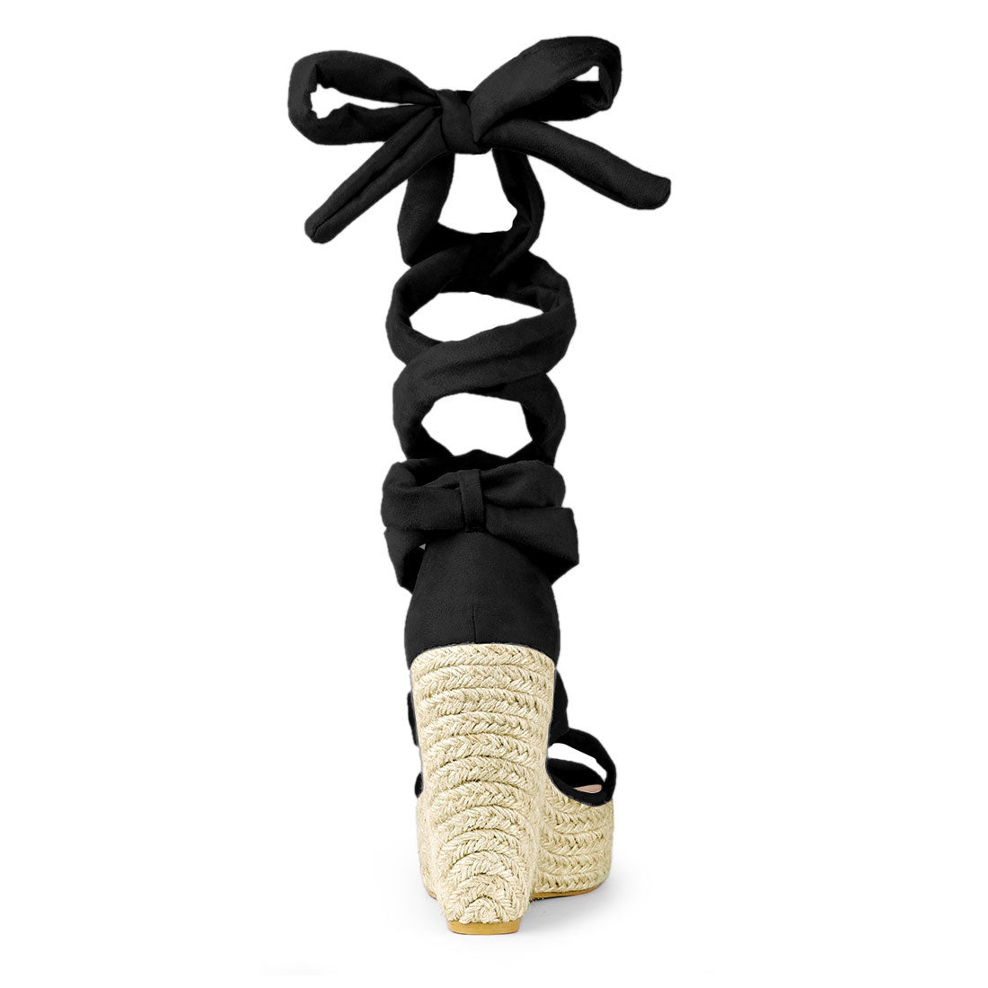 Alpargatas de mujer con plataforma, sandalias con cordones y punta abierta, cuñas y tacones