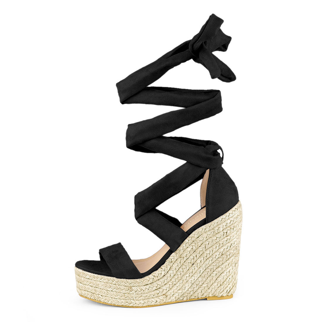 Alpargatas de mujer con plataforma, sandalias con cordones y punta abierta, cuñas y tacones