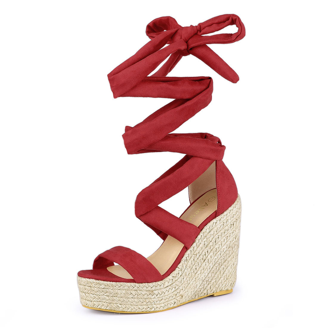 Alpargatas de mujer con plataforma, sandalias con cordones y punta abierta, cuñas y tacones