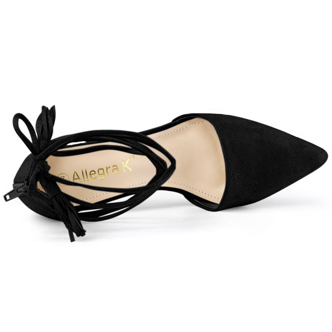 Zapatos de tacón de bloque con punta puntiaguda y cordones para mujer