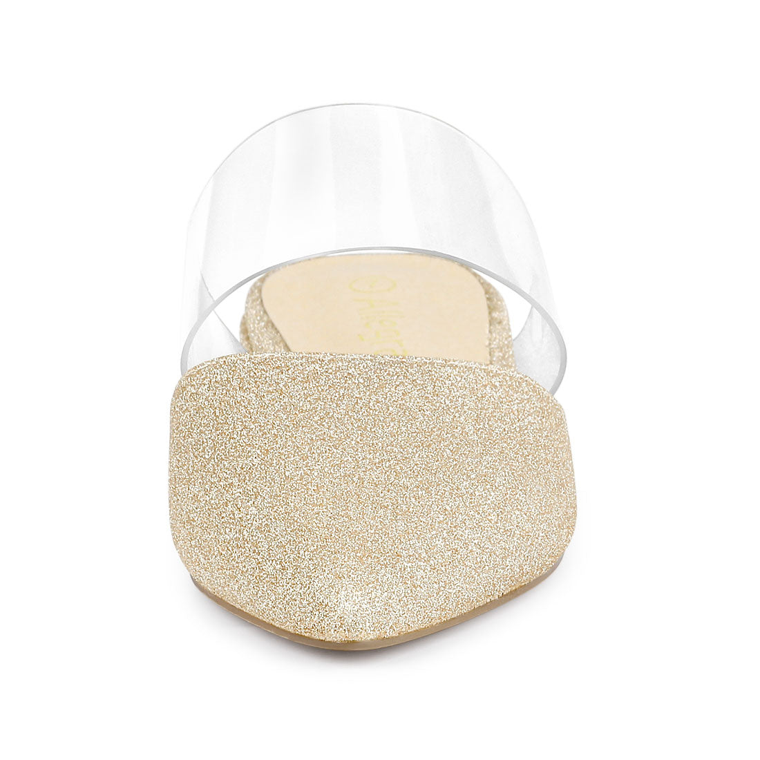 Women's Glitter Clear Ankle Strap Flat Mules