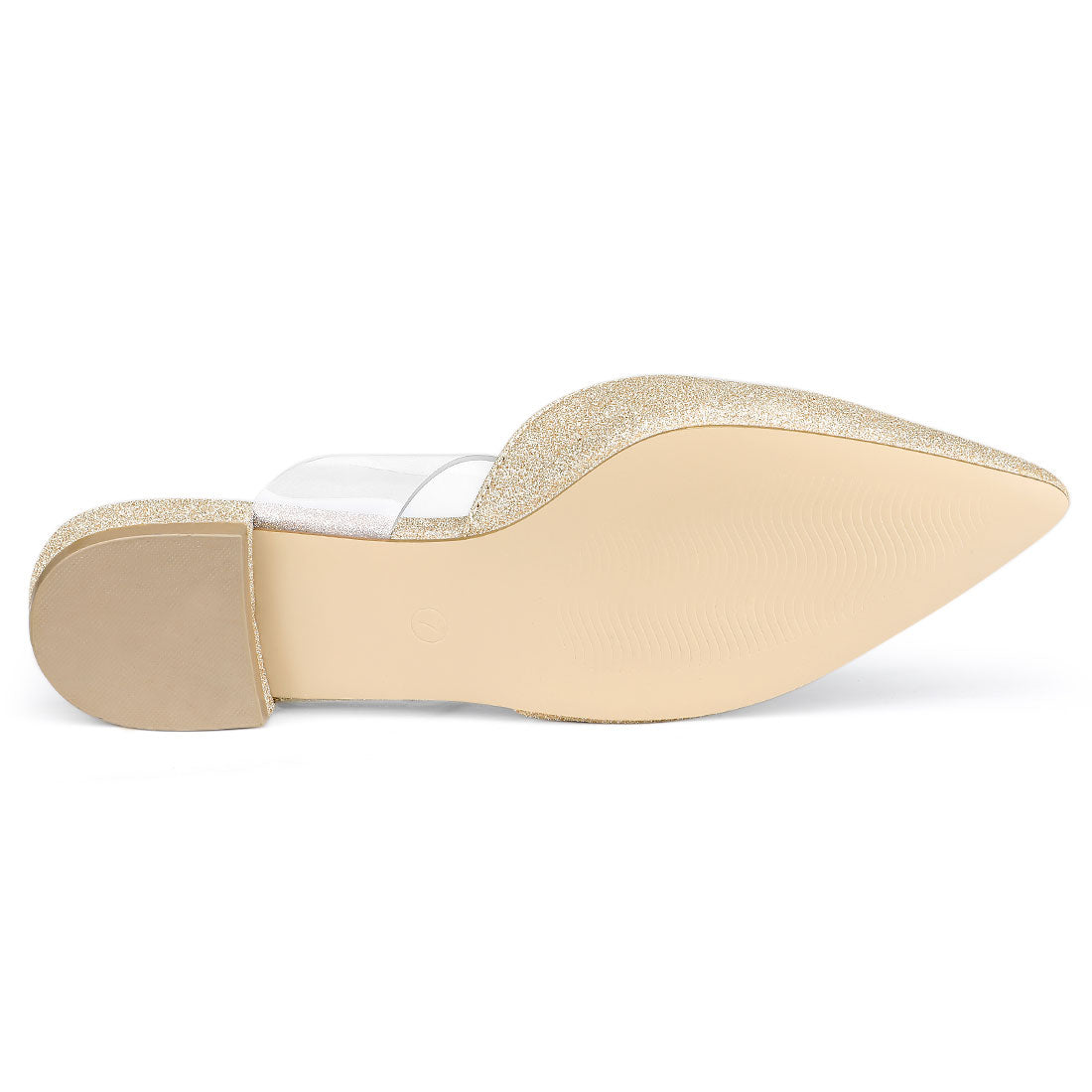 Women's Glitter Clear Ankle Strap Flat Mules