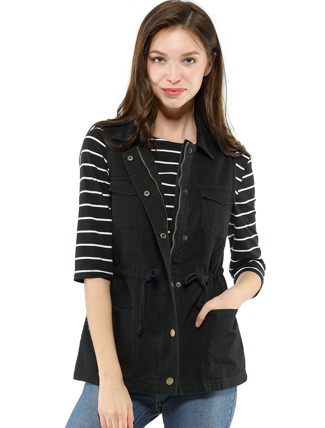 Women Functional Pockets Drawstring Waist Cargo Vest (Available in Plus Size)