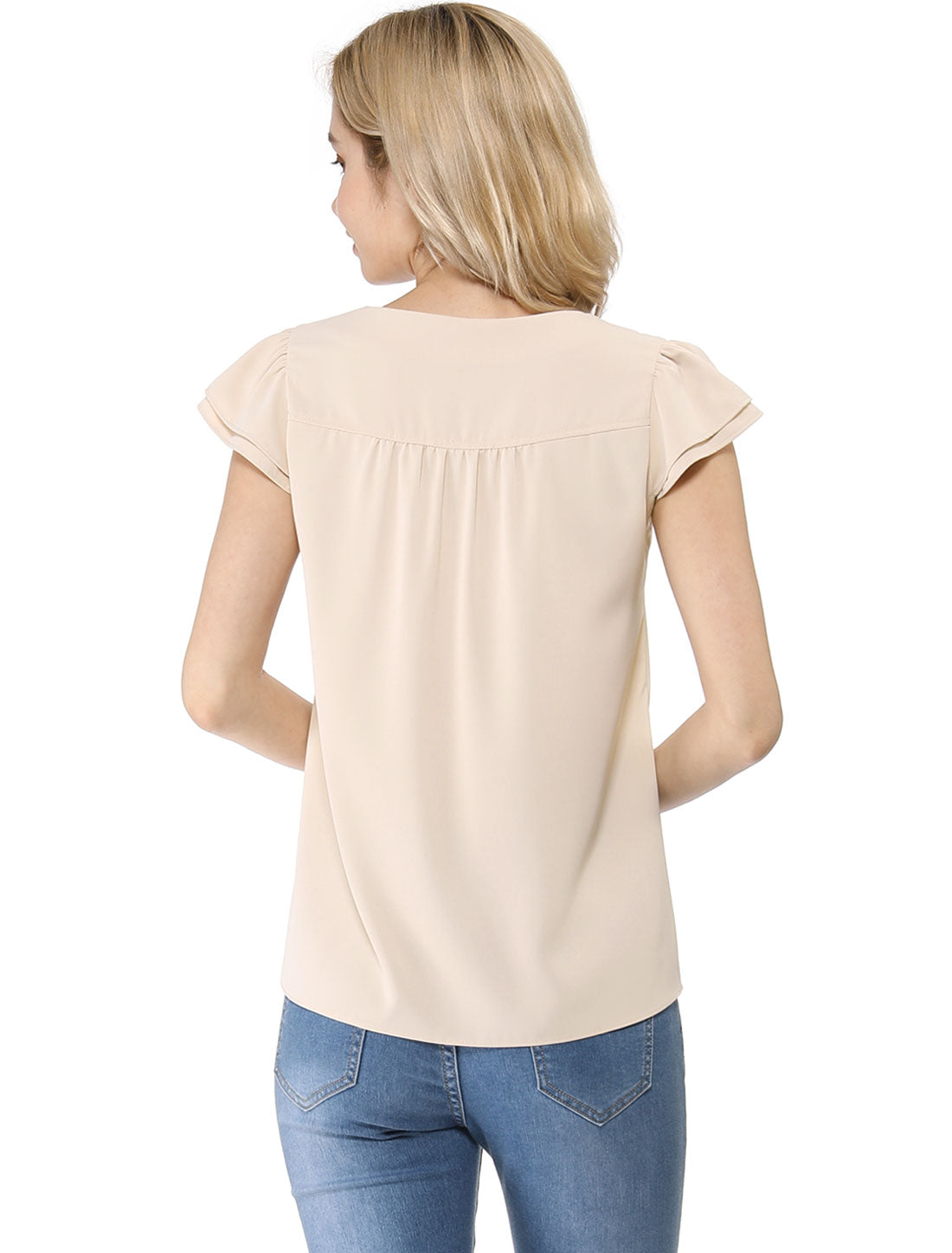 Women's Cap Sleeve Top Work Business Casual Plain Blouse