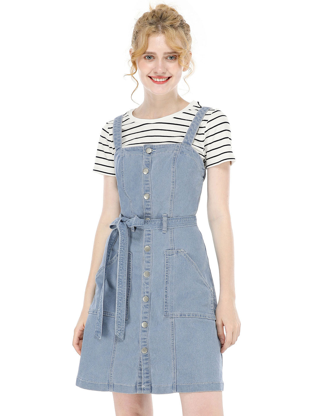 Women's Classic Adjustable Strap Pinafore Denim Overall Dress