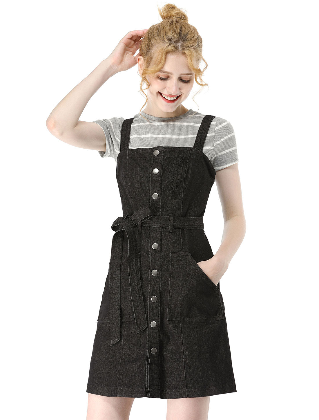 Women's Classic Adjustable Strap Pinafore Denim Overall Dress