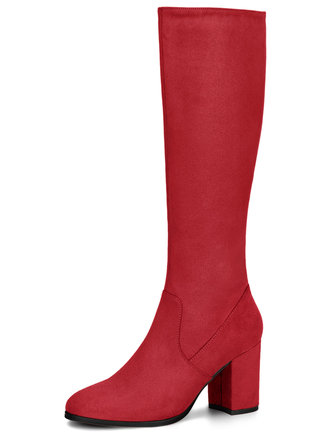 Women's Side Zipper Knee High Boots Chunky Heel Knee Boots, Light Colors