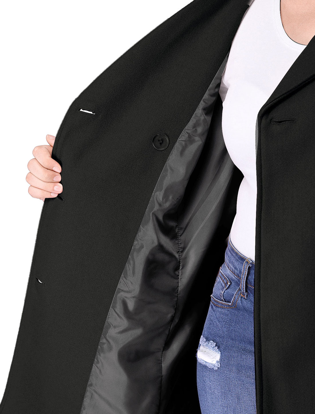 Women's Plus Size Notched Lapel Double Breasted Coat