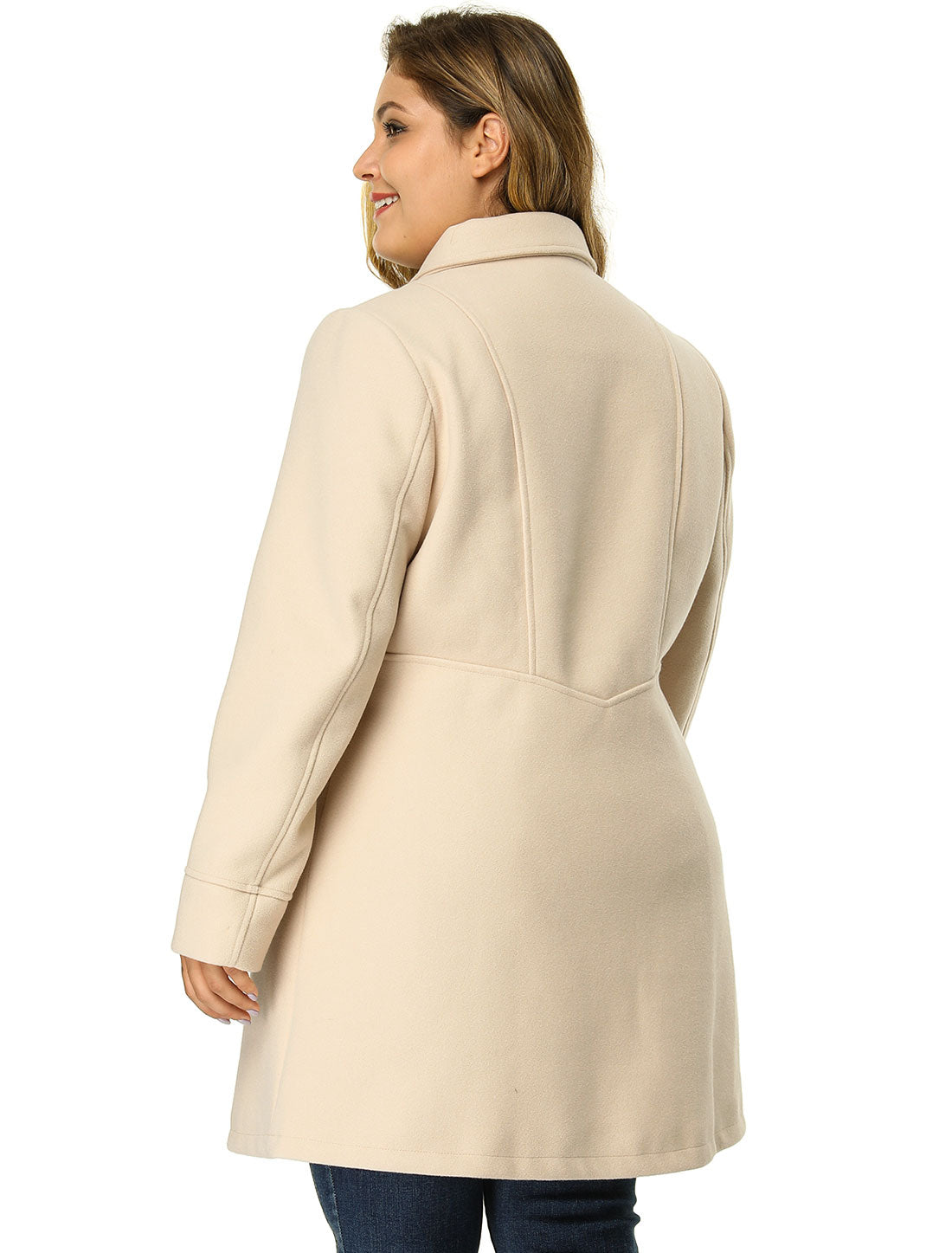Women's Plus Size Coat A-Line Peter Pan Collar Double Breasted Fall Winter Peacoat