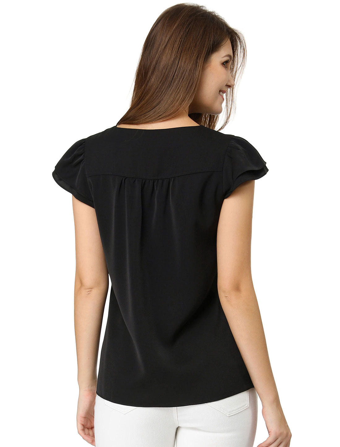 Women's Cap Sleeve Top Work Business Casual Plain Blouse