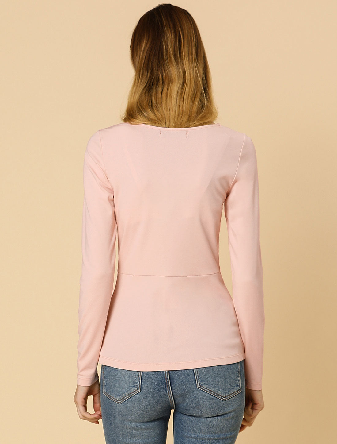 Women's Long Sleeve Round Neck Front Twist Top Ruched T-Shirt