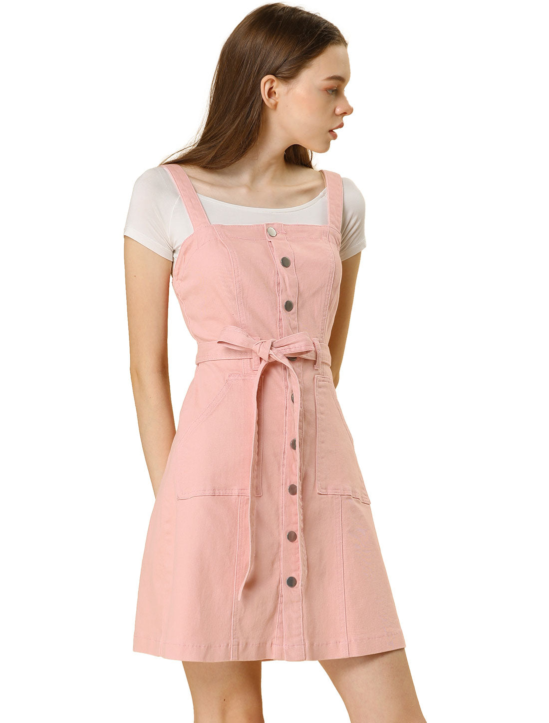 Women's Classic Adjustable Strap Pinafore Denim Overall Dress