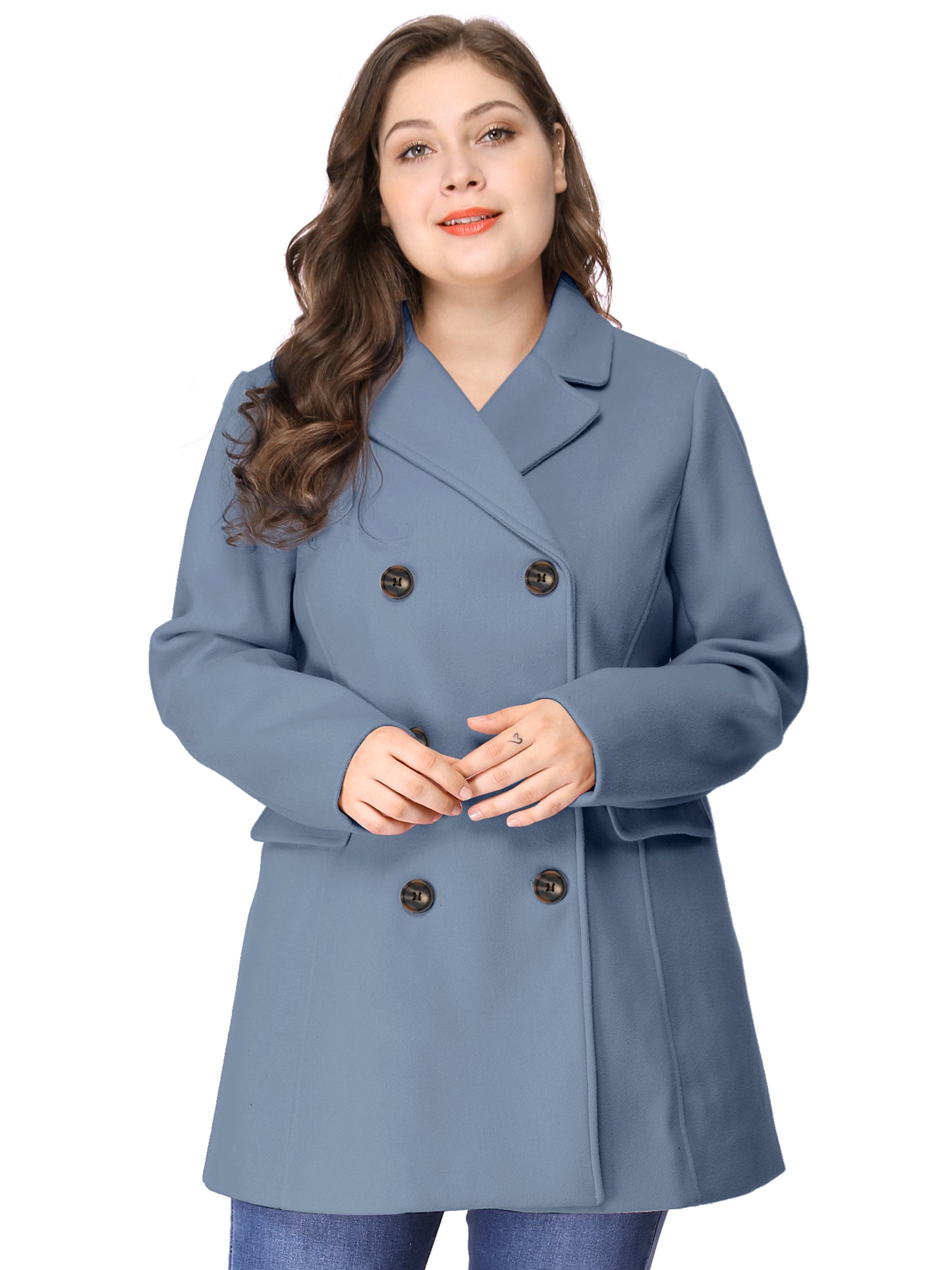 Women's Plus Size Notched Lapel Double Breasted Coat