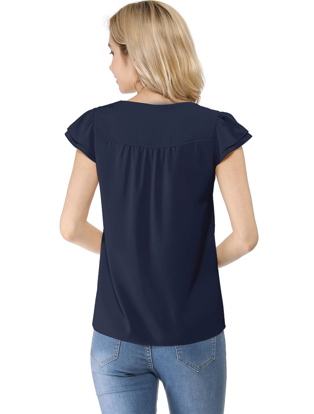Women's Cap Sleeve Top Work Business Casual Plain Blouse