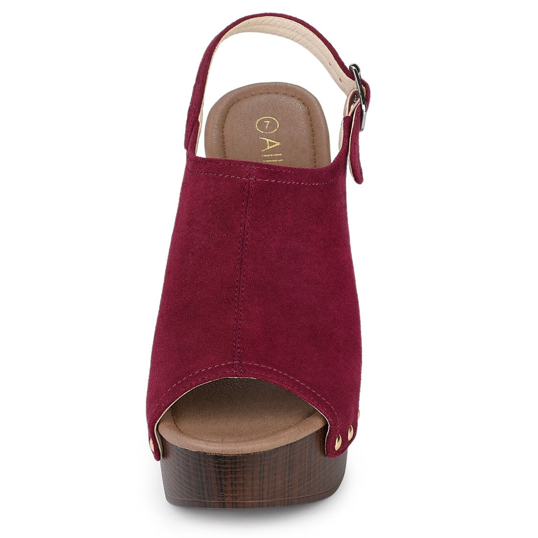 Sandalias de tacón grueso con plataforma y tira trasera para mujer