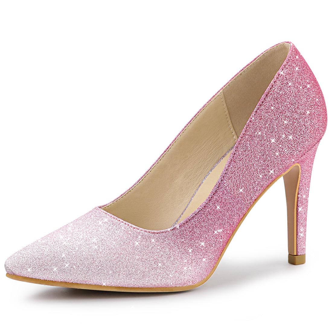 Zapatos de tacón alto de aguja con purpurina para mujer