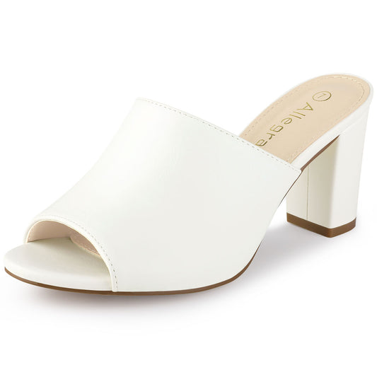 Women's Slip On Block Heel Slide Sandals
