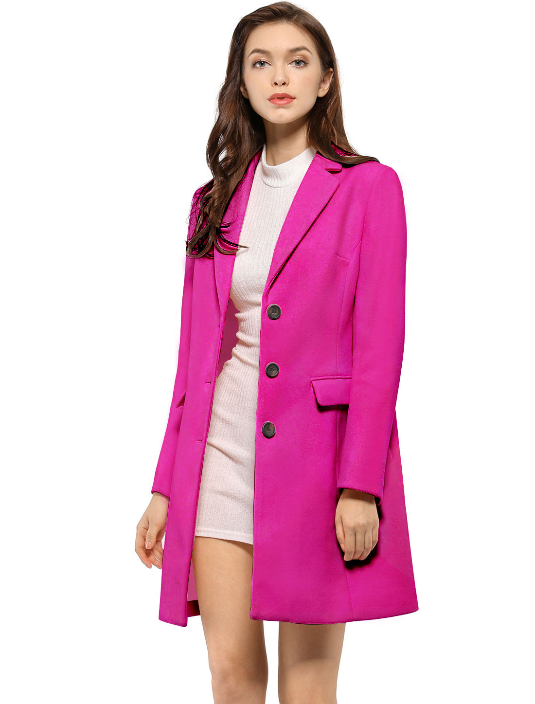 Women's Winter Coats Single Breasted Long Trench Coat Jackets, Deep Colors