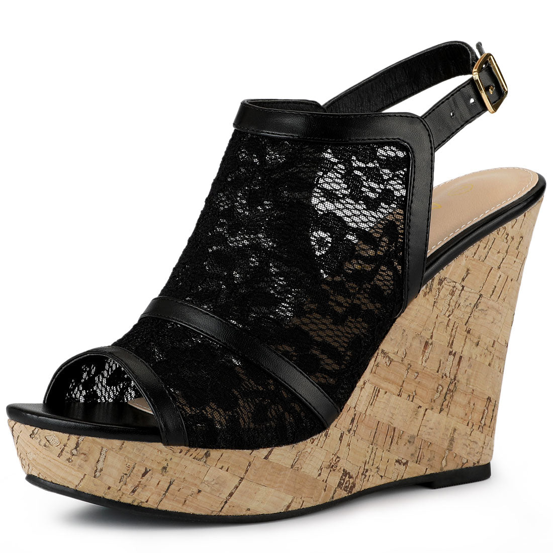 Sandalias de cuña con plataforma y punta abierta para mujer