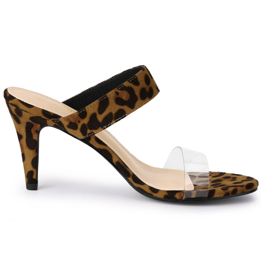 Sandalias de tacón de aguja con tiras transparentes para mujer